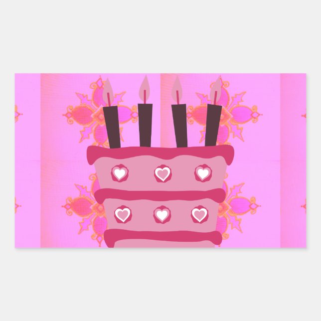 Sticker Rectangulaire Pink Bird Cake Art Imprimer (Devant)