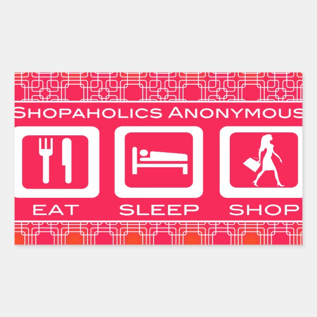 Sticker Rectangulaire Pink Funny Shopaholic Eat Sleep Shop Award (Devant)
