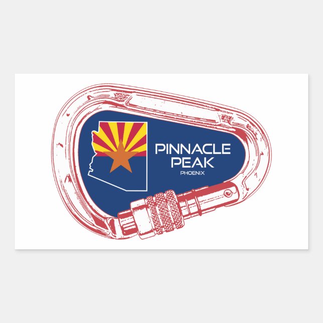 Sticker Rectangulaire Pinnacle Peak Arizona Rock Escalade Carabiner (Devant)