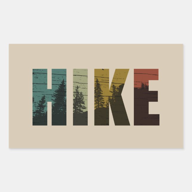 Sticker Rectangulaire Pins dans les bois randonnée vintage (Devant)