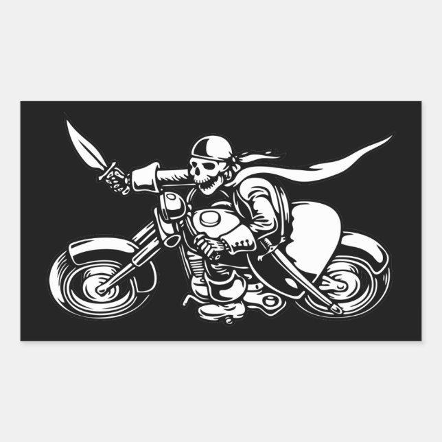 Sticker Rectangulaire Pirate de route -bw (Devant)