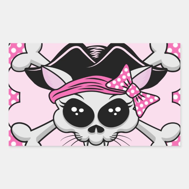 Sticker Rectangulaire Pirate Princess Kitty Skull (Devant)