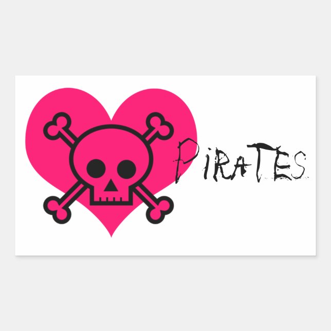 Sticker Rectangulaire Pirates de Coeur Rose (Devant)