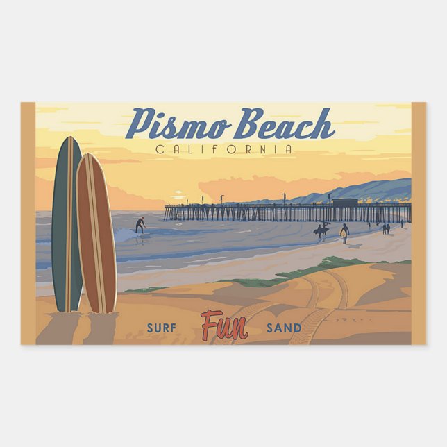 Sticker Rectangulaire Pismo Beach Californie (Devant)