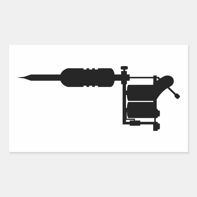 Sticker Rectangulaire pistolet de tatouage (Devant)