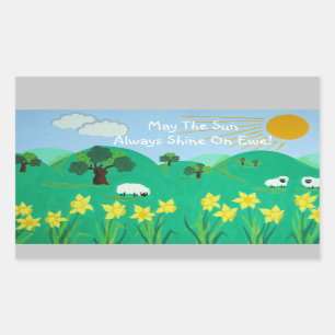 Sticker Rectangulaire pittoresque illustration amusante de mouton mignon