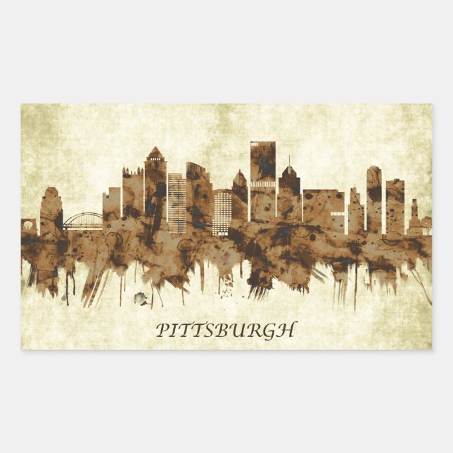 Sticker Rectangulaire Pittsburgh Pennsylvanie (Devant)