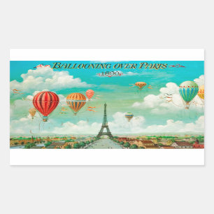 Sticker Rectangulaire PixDezines ballons vintage/eiffel/paris