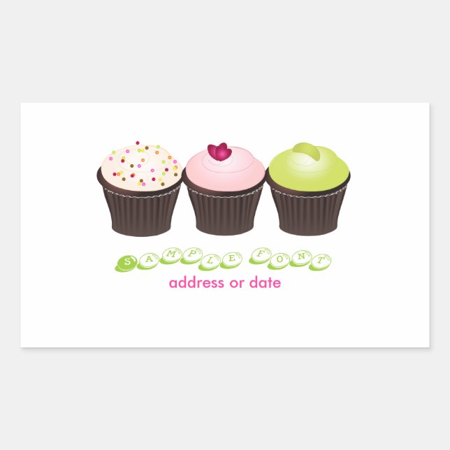 Sticker Rectangulaire PixDezines do-it-yourself couleurs, cupcake (Devant)