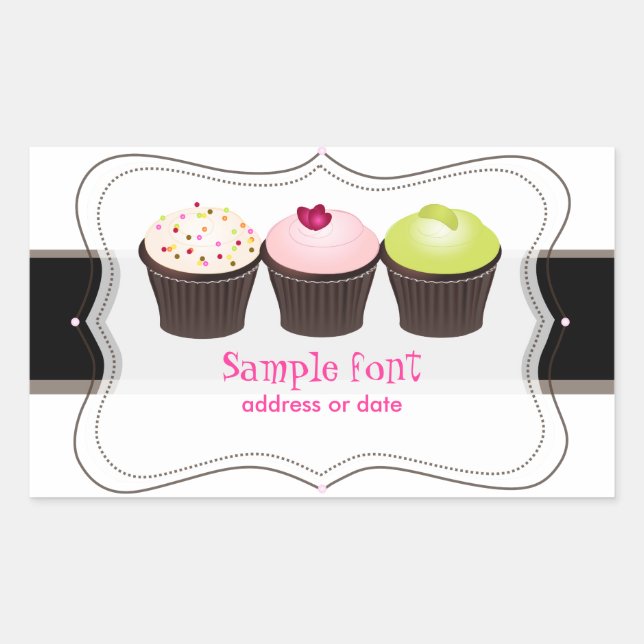 Sticker Rectangulaire PixDezines do-it-yourself couleurs, cupcake (Devant)