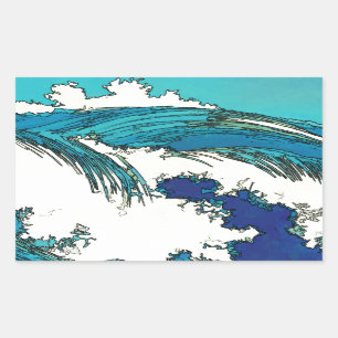 Sticker Rectangulaire PixDezines konen uehara vagues océaniques, 上 原