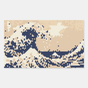 Sticker Rectangulaire Pixel Tsunami 8 bits Pixel Art