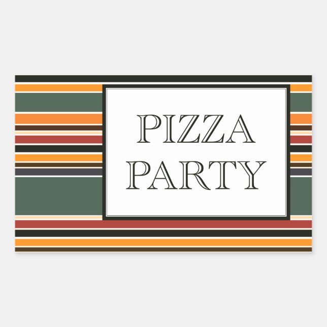 Sticker Rectangulaire pizza fête rayures (Devant)