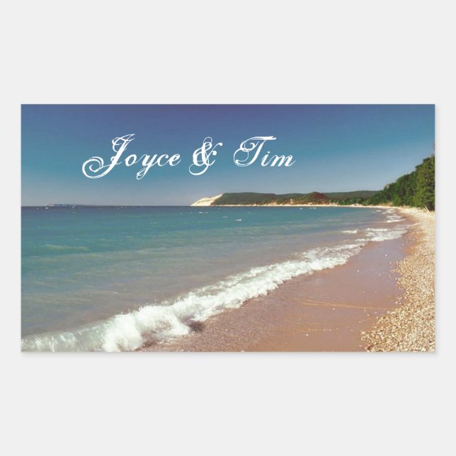 Sticker Rectangulaire Plage de sable avec vagues (Devant)