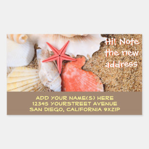 Sticker Rectangulaire Plage de sable de coquillages