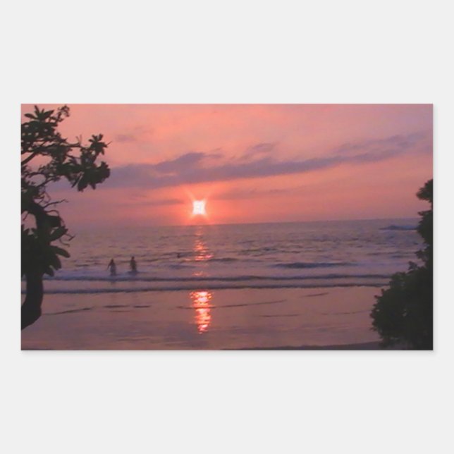 Sticker Rectangulaire Plage romantique Hawaii Sunset Ocean Beach (Devant)