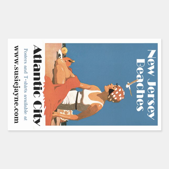 Sticker Rectangulaire Plages du New Jersey ~ Atlantic City (Devant)