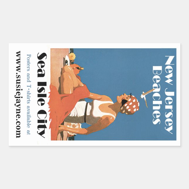 Sticker Rectangulaire Plages du New Jersey ~ Sea Isle City (Devant)