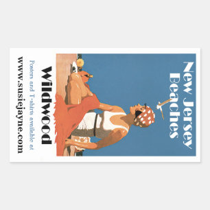 Sticker Rectangulaire Plages du New Jersey ~ Wildwood