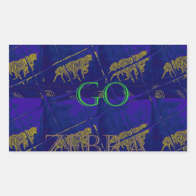 Sticker Rectangulaire Plaisir inspiré Safari : Bleu Français "Let's Go Z (Devant)