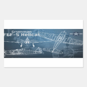 Sticker Rectangulaire Plan directeur Grumman F6F Hellcat
