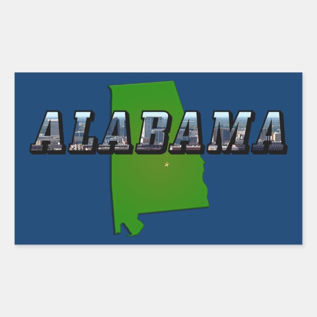 Sticker Rectangulaire Plan Plan et texte de l'image de l'Alabama (Devant)