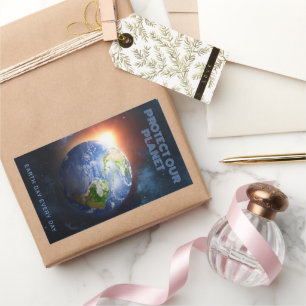 Sticker Rectangulaire Planète de texte personnalisé Terre