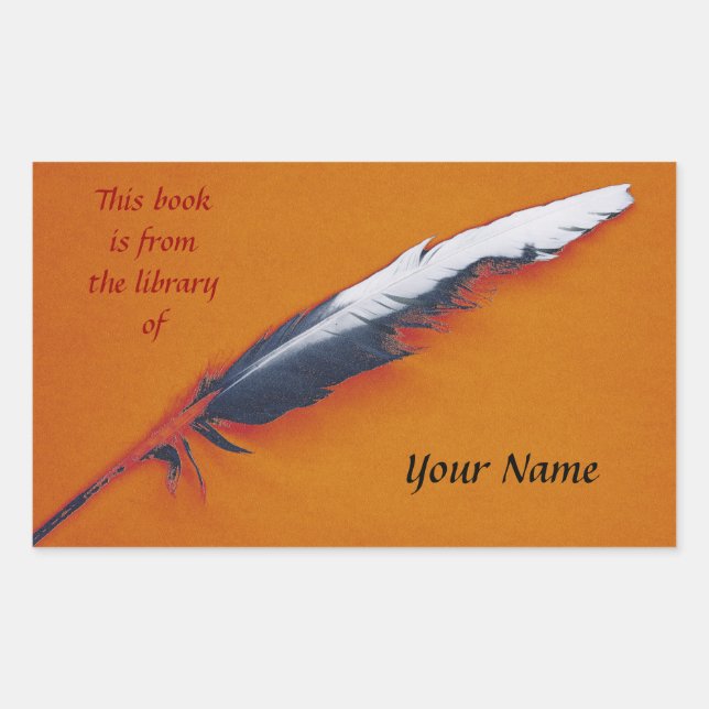 Sticker Rectangulaire Plaque autocollante de bibliothèque de quill (Devant)