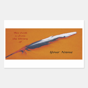Sticker Rectangulaire Plaque autocollante de bibliothèque de quill