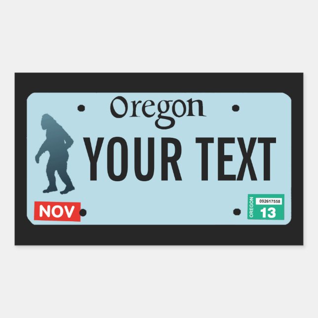 Sticker Rectangulaire Plaque de licence Oregon Sasquatch (Devant)