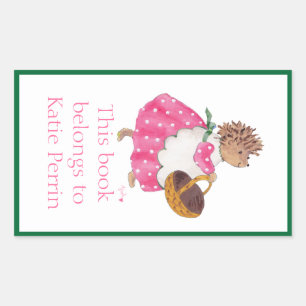Sticker Rectangulaire Plaque de livres de hérisson