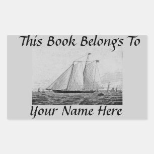 Sticker Rectangulaire Plaque de nom de livre Yacht-Amérique vintage