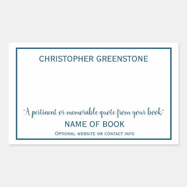 Sticker Rectangulaire Plaque de réservation de signature de l'auteur (Devant)