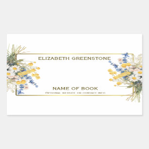 Sticker Rectangulaire Plaque de signature de l'auteur floral