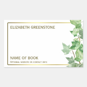 Sticker Rectangulaire Plaque de signature de l'auteur Ivy Leaf