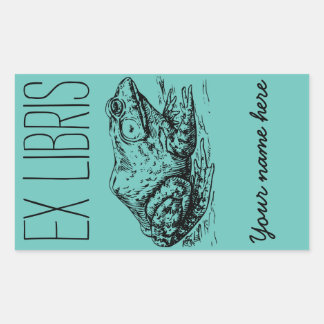 Sticker Rectangulaire Plaque d'enregistrement Frog Ex Libris