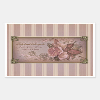 Sticker Rectangulaire Plaque Rose antique (rose)