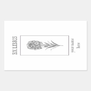 Sticker Rectangulaire Plaque vintage de gravure de fleurs murales