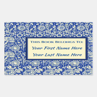 Sticker Rectangulaire Plaques de livres personnalisées Sorta Blue Calico