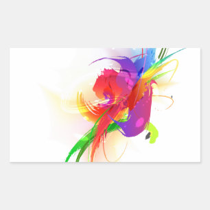 Sticker Rectangulaire Plaques de peinture Abstraites Rainbow Lorikeet
