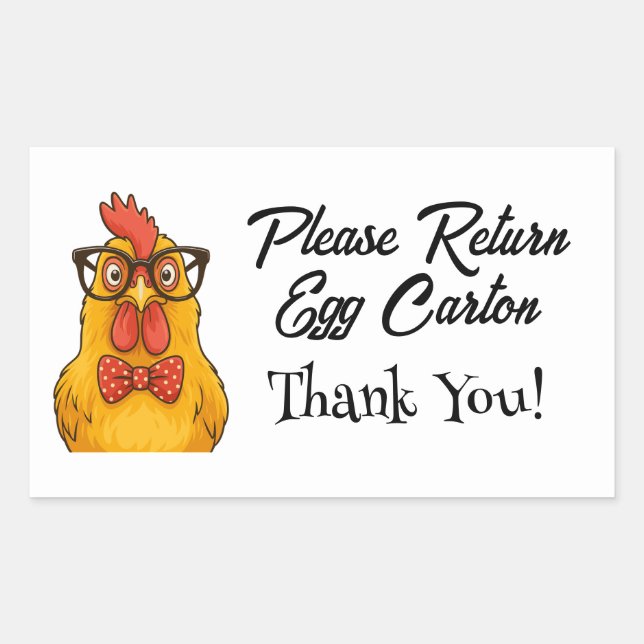 Sticker Rectangulaire Please Return Egg Carton Farm Fresh Eggs (Devant)