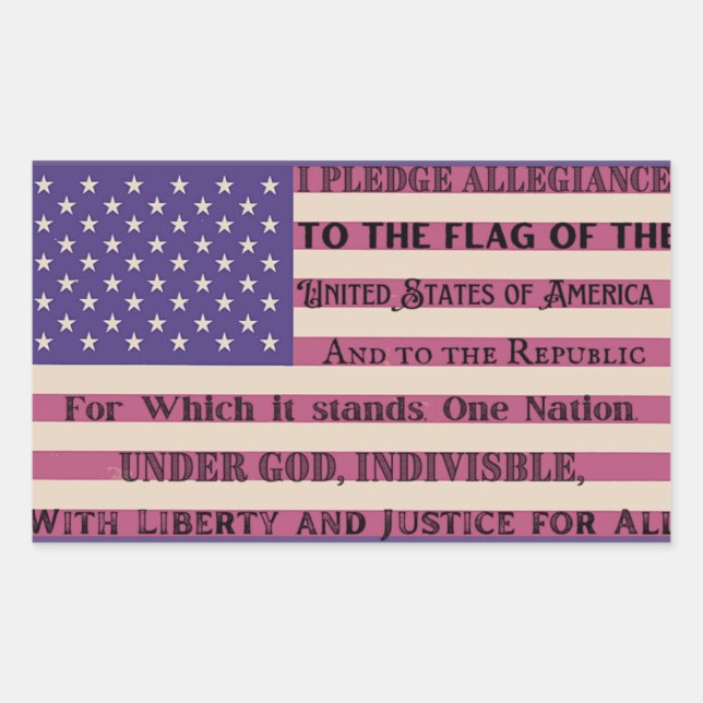 Sticker Rectangulaire Pledge of Allegiance Flag (Devant)