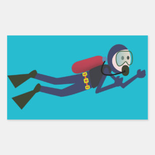 STICKER RECTANGULAIRE PLONGÉE DE PLONGÉE DE PLONGÉE, TANK ET MASK GEAR D