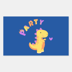 Sticker Rectangulaire Plongez dans le plaisir avec une fête Dino-Mite !