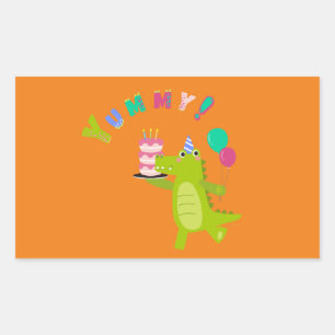 Sticker Rectangulaire Plongez dans le plaisir avec une fête Dino-Mite !