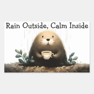 Sticker Rectangulaire Pluie à l'extérieur, calme à l'intérieur. Taupe bu