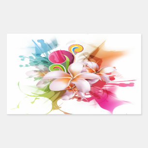 Sticker Rectangulaire Plumeria Hawaiian Flower