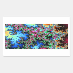 Sticker Rectangulaire Plumes abstraites de paon - art coloré de fractal
