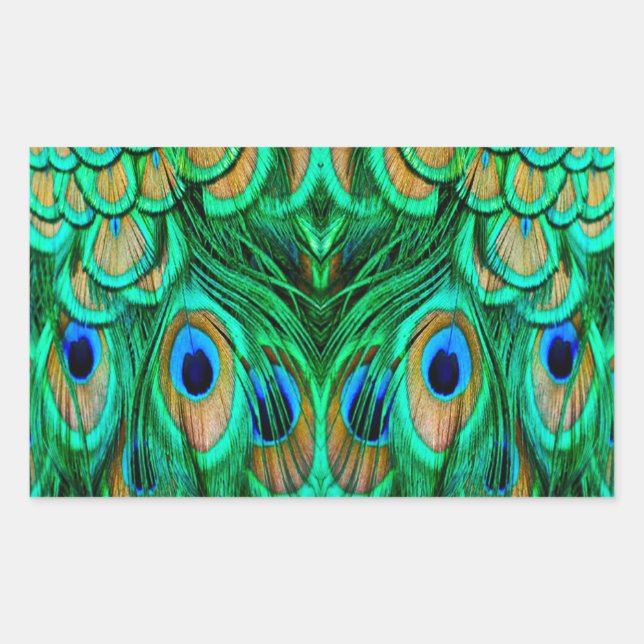 Sticker Rectangulaire Plumes de paon glorieuses (Devant)