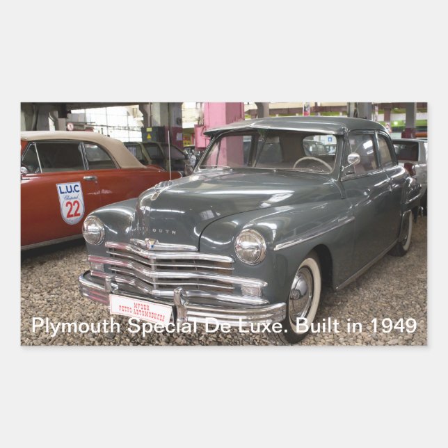 Sticker Rectangulaire Plymouth Special De Luxe. Livre de 1949 (Devant)